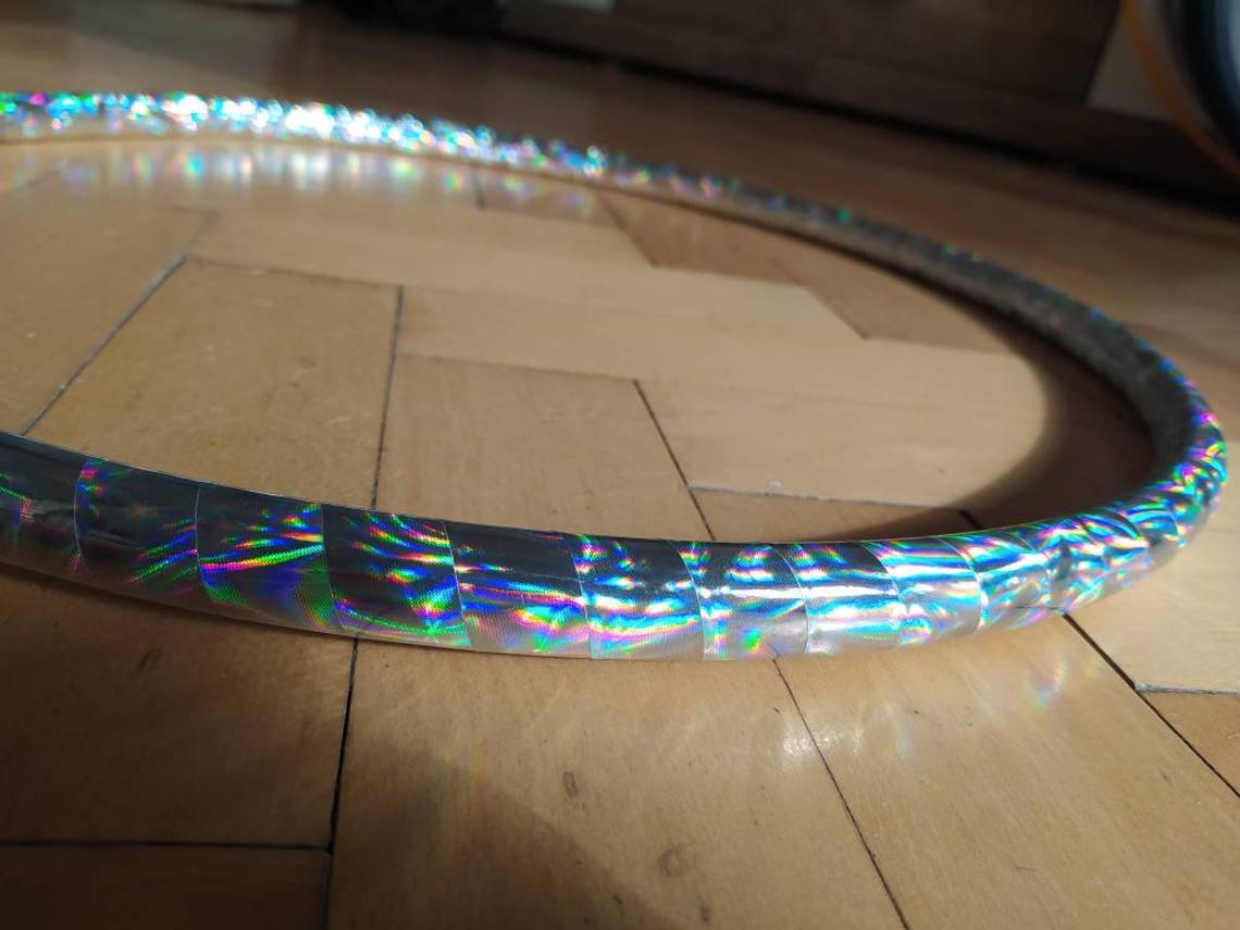 Rainbow Dragon Medium Polypro Hula Hoop with Dragonscale/Cateye Opal Tape 
